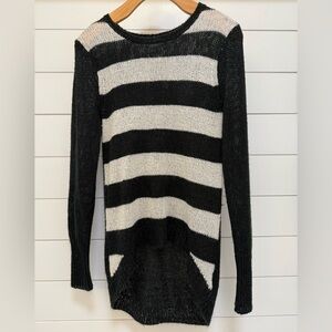 Bisou Bisou Black and White Striped Sweater